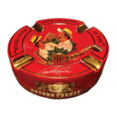 Arturo Fuente Round Decorated Ceramic "Hands of Time" Red Ashtray